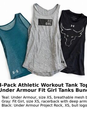 Under Armour Women's Tank Tops Pack - Teal, Gray, Black XS